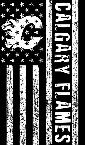 Calgary Flames Black And White American Flag logo vinyl decal